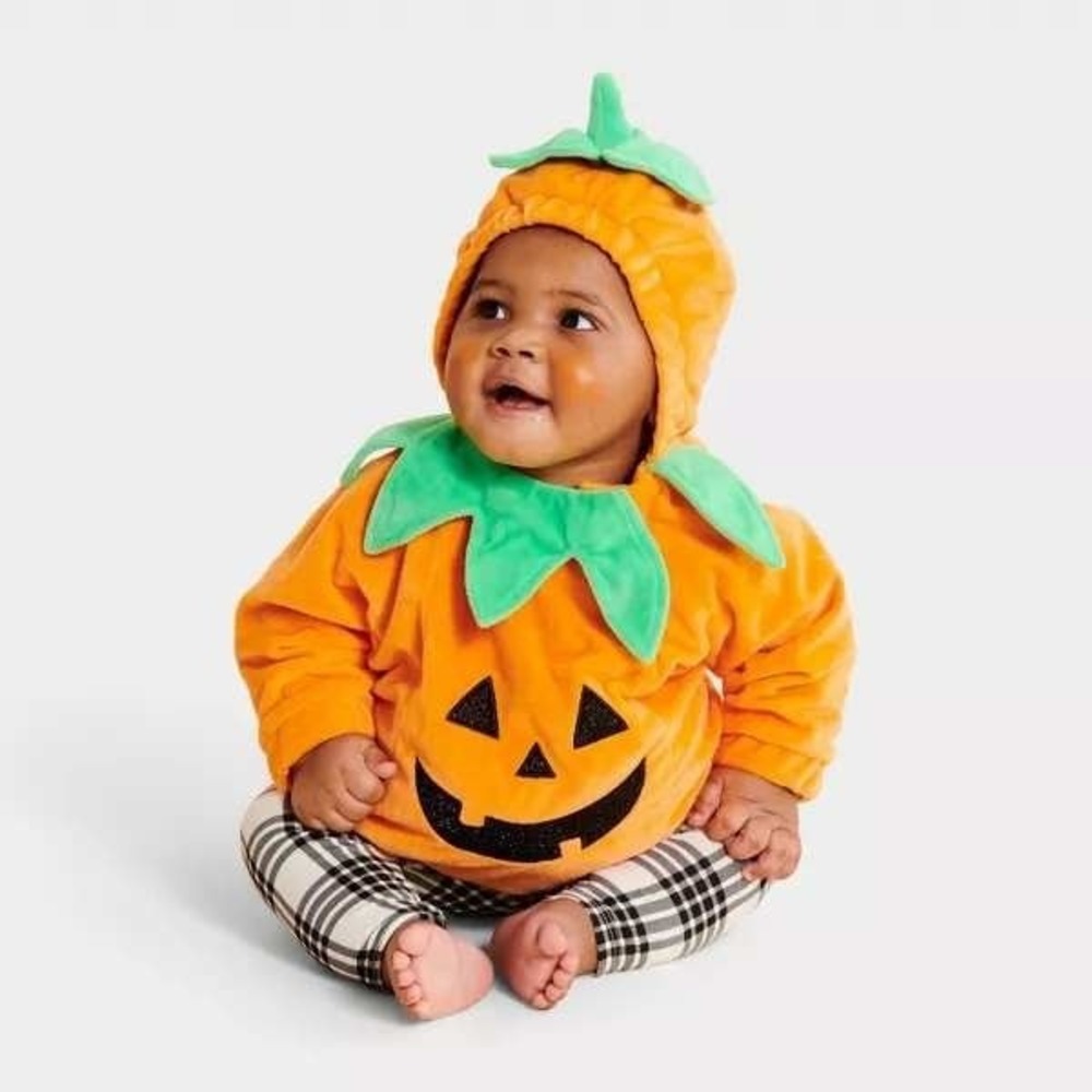 Baby Pumpkin Halloween Costume Hoodie & Pants Set Toddler Infant 6-12mo
